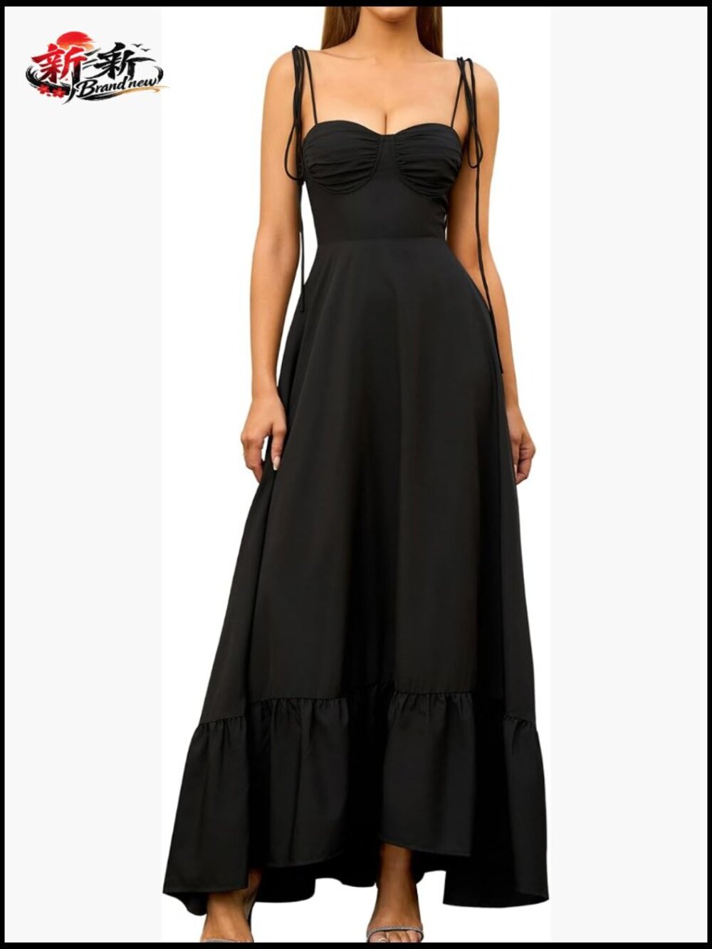 Women's Corset Maxi Dress with Sweetheart Neckline, Flowy A-Line, Smocked Back